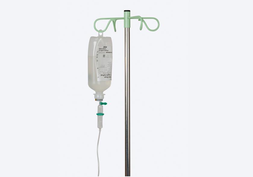Drip rack with a drip bag and a drip tube.